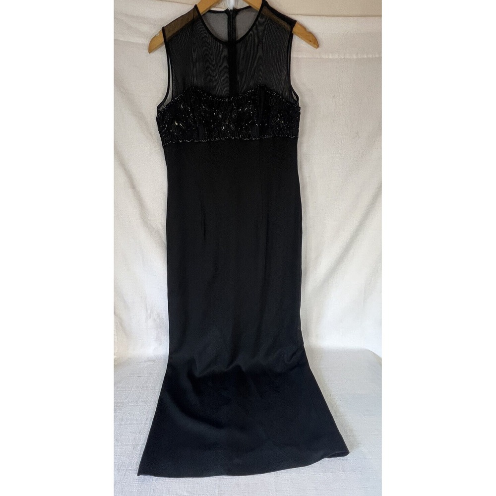Vintage Ever Beauty Womens Black Beaded Formal Dress Full Length Size 8 Petite